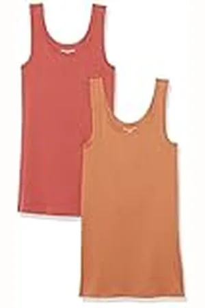 Amazon Camiseta Ajustada sin Mangas Mujer, Pack de 2, , L