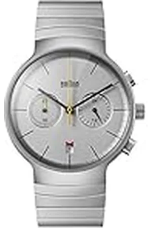 von Braun Mens Chronograph with Date Analogue Quartz Watch, Silver Dial and Stainless Steel Bracelet, 40mm Stainless Steel Case, Model BN0265SLBTG.