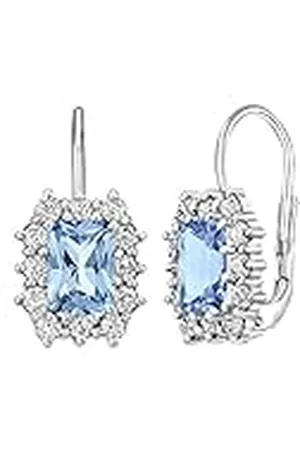 Silvego B31757bt - Pendientes Plata 925 Topacio Azul Rectángulo Sintético