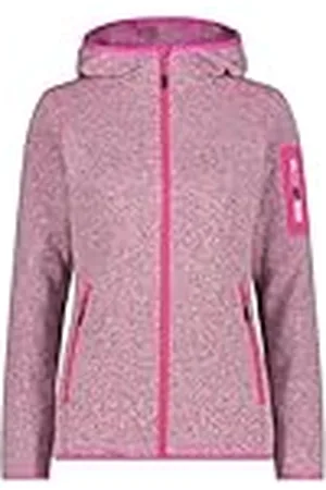 CMP Chaqueta Knit-Tech para Mujer con Capucha Fija, Color Fucsia y Blanco, 40