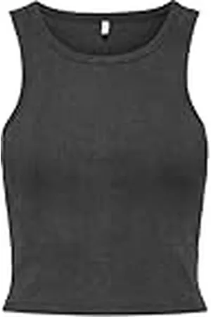 ONLY Onlvelma Rib Wash Crop Tank Top Acc, Gris Oscuro/Detalles: Lavado ácido + destrucción, M para Mujer