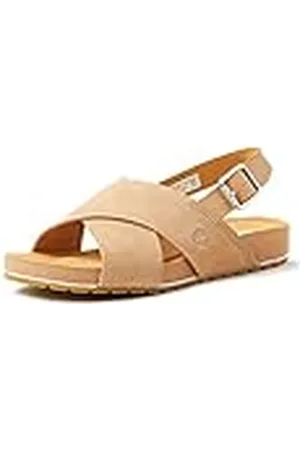 Timberland Malibu Waves Basic X Strap, Sandalias para Mujer, Beige (Medium Beige Suede), 38 EU