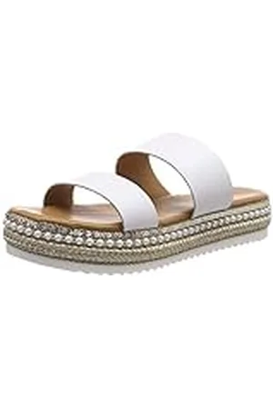 Pieces® Pscalandra Leather Sandal, Sandalias con Plataforma Plana Mujer, (White White), 42 EU