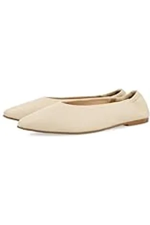 Gioseppo Bailarinas DE Piel Color Off-White con Punta Fina Y TALÓN Fruncido para Mujer