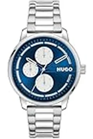 HUGO BOSS Reloj Analógico de Cuarzo Multifunción para Hombre Colección #Stamp Multi con Correa de Acero Inoxidable Plateada - 1530386