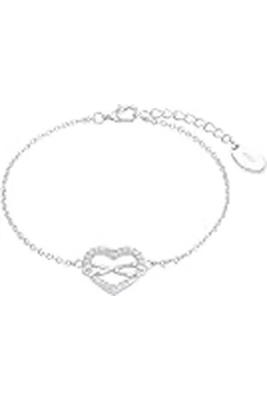 QS by s.Oliver Pulsera de plata de ley 925 joyería del brazo de las señoras, con zirconia cúbico synth., 17+3 cm, plata, Infinito, Viene en caja de regalo de joyería