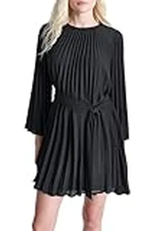 DKNY L/S Pleated Shirts Dress Vestido, , 34 Mujeres
