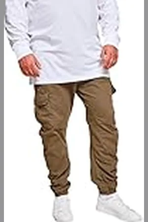 Urban classics Pantalón jogging Cargo con bolsillos de parche 2 laterales y 2 traseros, ajuste slim fit, color liso, cintura cordón, puños elásticos, color verde, talla XS