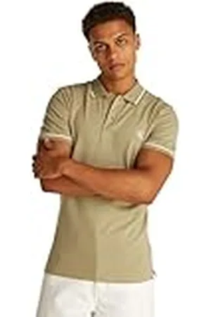 Calvin Klein Polo de manga corta Hombre Tipping Slim Fit, Beige (Tree House), XL