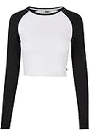Urban classics Ladies Organic Cropped Retro Baseball Longsleeve Camiseta para Mujer, , S