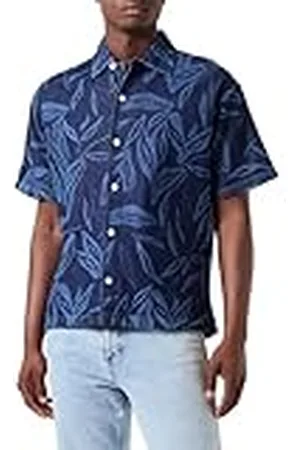 JACK & JONES Jjipalma Jjresort Camiseta S/S Wi 872 Camisa de Manga Corta, Azul Denim, L para Hombre
