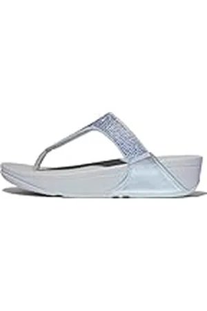 FitFlop Lulu Crystal Embellished Toe-Post Sandals, Sandalia Mujer, Blue, 42 EU