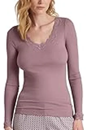 Calida Richesse Lace Camiseta de Manga Larga, Semitransparente, Elderberry, 50-50 Mujeres