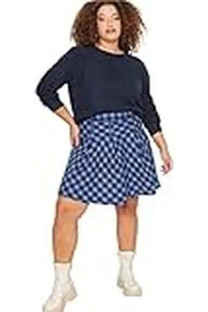 Trendyol Mujer Mini A-Line Plisado Tejido más tamaño Falda Scooter para Mujer, , 44