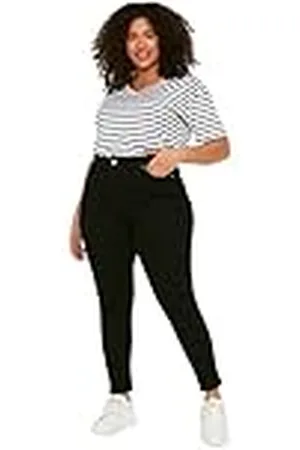 Trendyol Damen Gerade Hohe Taille Plus-Size-Jeans, , 52 De Las Mujeres