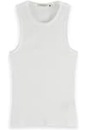 Scotch&Soda Core Rib Racer Tank Camiseta sin Mangas, White, L Mujeres