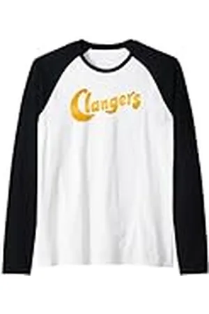 Clangers Logotipo clásico de texto dorado brillante de , retro Camiseta Manga Raglan