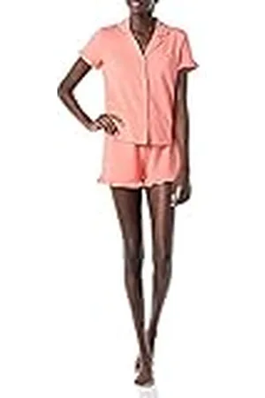 Amazon Conjunto de Pijama de Algodón Modal con Ribete y Cuello con Solapas Mujer, , XXL