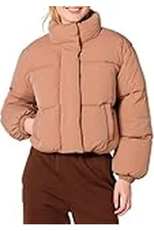 Amazon Chaqueta Acolchada y Recortada con Cremallera Completa (Acolchado Mate o Forro Polar) Mujer, , L