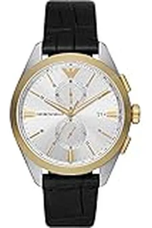 Emporio Armani Reloj Hombre, Movimiento de cuarzo, 43 mm Caja de acero negro con correa de piel, AR11498