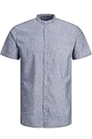 JACK & JONES Jjesummer Band Linen Blend Shirt SS Sn Camisa, Tejido Vaquero, S Hombres