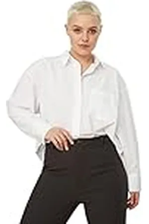 Trendyol Mujeres Recta Manga Larga Regular Más Talla Camiseta, , 54