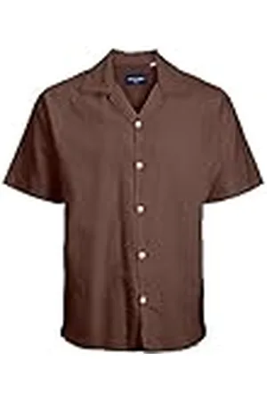 JACK & JONES Camiseta Jorbelize Linen Resort SS Camisa de Manga Corta, , XL para Hombre