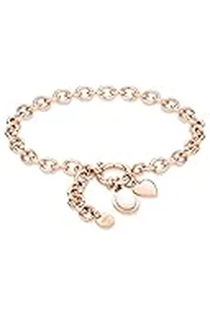 Fynch-Hatton Collar con colgante de corazón y cabujón de acero inoxidable, 18 cm, Acero inoxidable, Mother of Pearl