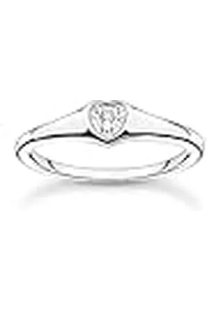Thomas Sabo Anillo de corazón para mujer, 54, Plata de ley, Zirconia cúbica