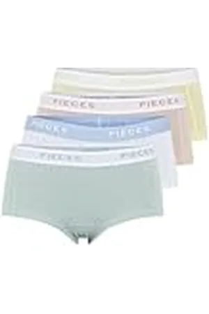 Pieces® Pclogo Lady Pack de 4 Unidades Solid Noos BC Bóxer, Jadeíta/Detalle: 4 Pack W Jade Ghaz Misr Bwhi, S Mujer