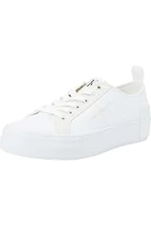 Calvin Klein Jeans BOLD VULC FLATF LOW LACE MIX MTL YW0YW01465, Zapatillas deportivas para Mujer, Beige (Creamy White/White/Whisper Pink), 38 EU