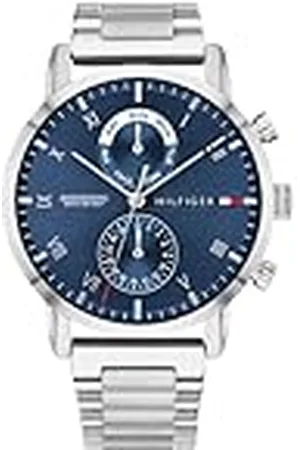 Tommy Hilfiger Reloj Analógico de Cuarzo Multifunción para Hombre con Correa de Acero Inoxidable Plateada - 1710401