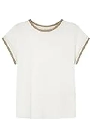 Springfield Camiseta Corta con Lurex Dorado en Cuello y Mangas Contraste, , XS para Mujer