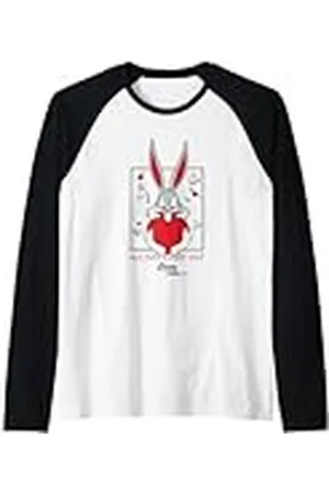 LOONEY TUNES Bugs Bunny Heart Valentine Camiseta Manga Raglan