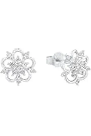 Amor Pendientes de de ley 925 para mujer, con sintetizador de circonitas cúbicas, 0,9 cm, , flor, Se entrega en estuche de regalo