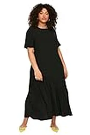 Trendyol Women Size Dress Mujer Maxi Ruffle hem Oversize Woven Vestido de Tallas Grandes, , 50 Plus