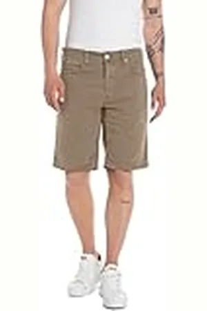 Replay Pantalones cortos vaqueros con elástico para hombre, marrón (Peanut 725), 30W