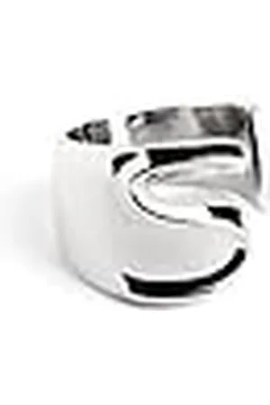 SINGULARU Anillo Personalizado Letter Signet. Macizo Ajustable. Latón con Acabado Baño de Oro de 18 Kt. Talla Unica. Joyas para Mujer. Letra S