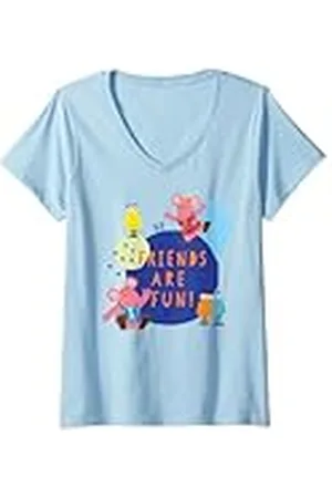 Clangers Mujer ¡Los amigos de Small Tiny & Flying Froglets son divertidos! Retro Camiseta Cuello V