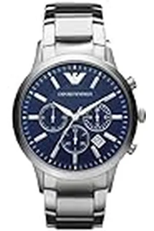 Emporio Armani Reloj Hombre, Movimiento cronógrafo, 43mm Plata / Acero Caja de acero inoxidable con correa de acero inoxidable, AR2448