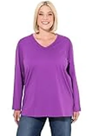 Ulla Popken Shirt, V-Ausschnitt, Relaxed, Langarm Túnica, , 50-52 Mujeres