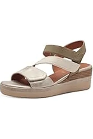 Jana Softline 8-28364-42 470 Beige/Sage Wedge Plateau Sandalia Cómoda multiancho Calzado Diario Festivo Elegante, cuña Mujer, 36 EU Ancho