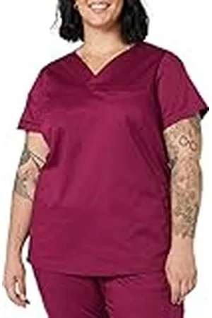 Amazon Top de corte clásico con cuello de pico y manga corta (disponible en tallas grandes), ideal para sanitarios Mujer, , S