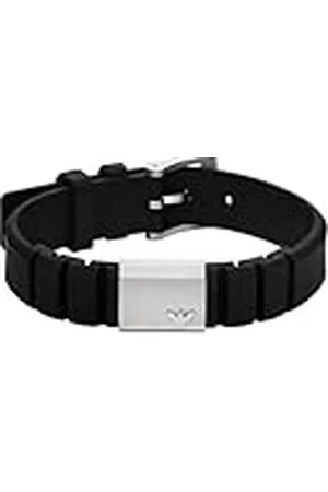 Emporio Armani Pulsera con identificación para Hombre de Acero Inoxidable y silicona negra, EGS3079040