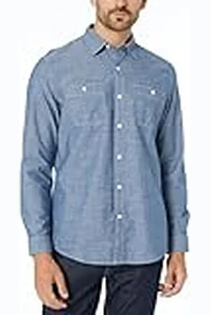 Amazon Camisa Chambray de Manga Larga y Ajuste Normal Hombre, , XXL