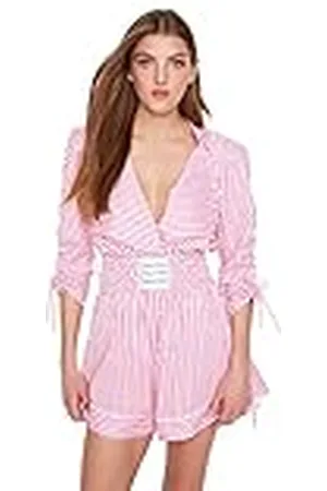 Trendyol Women Striped Woven Jumpsuit Mono, Color Blanco y Rosa, 44 para Mujer