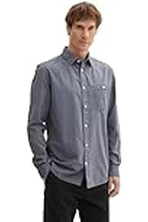 TOM TAILOR Camisa de Hombre con Manga Larga con Cuello clásico, 35978-Navy Fil, XXL