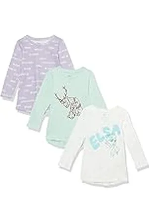 Amazon Disney | Marvel | Star Wars | Frozen | Princess Camisetas Tipo túnica de Manga Larga Niña, Pack de 3, , 4 años