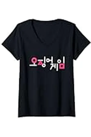 Squid Game Mujer Korean Logo Camiseta Cuello V