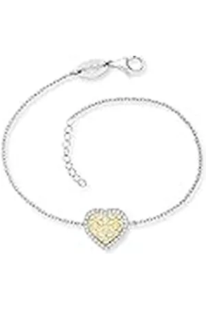 Engelsrufer ERB-HEARTLIFL-ZI-BIG - Pulsera de plata de ley con colgante de corazón y circonita bicolor, longitud: 17 cm + 3 cm, Eine Grösse, Plata, Circonita cúbica